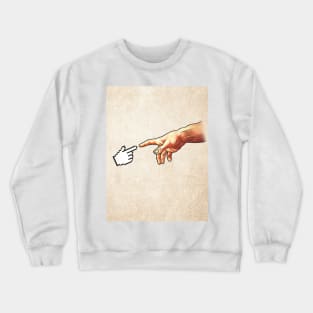 Funny 8bit Nerd & Geek Humor (Creation of Adam Parody) Crewneck Sweatshirt